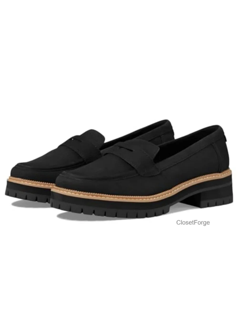 TOMS Cara Leather Slip-On Platform Loafers Women's Comfort Cushioned